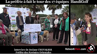 Josiane CHEVALIER Pr&eacute;f&egrave;te des Pyr&eacute;n&eacute;es Orientales ouvre le 1er troph&eacute;e HandiGolf des Lions Saint Cyprien Catalane le 25 avril 2015
